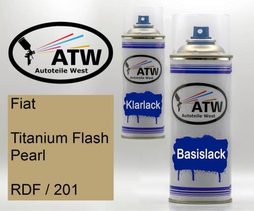 Fiat, Titanium Flash Pearl, RDF / 201: 400ml Sprühdose + 400ml Klarlack - Set, von ATW Autoteile West.